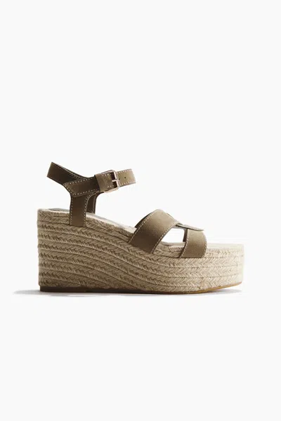 H&m Wedge-heel Espadrilles In Green