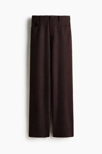 H&m Wide Bouclé Trousers In Brown