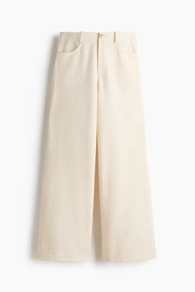 H&m Wide Bouclé Trousers In Neutral