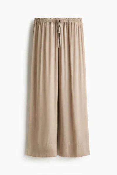 H&m Wide Drawstring Trousers In Gray