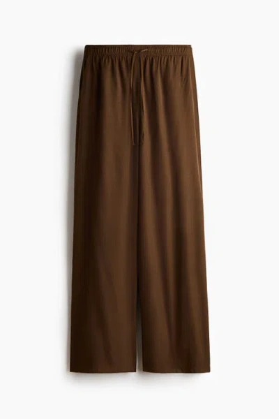 H&m Wide Drawstring Trousers In Green