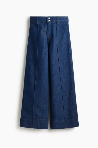 H&m Wide High Ankle Jeans In Blue