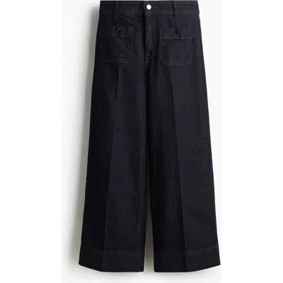 H&m Wide High Ankle Jeans In Blue