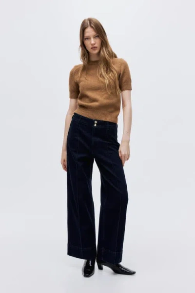 H&m Wide High Ankle Jeans In Blue