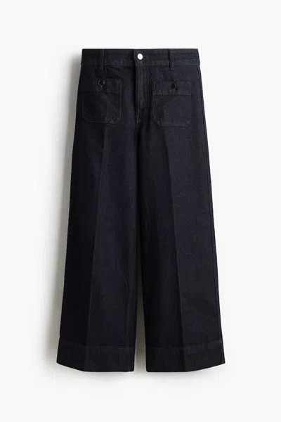 H&m Wide High Ankle Jeans In Blue