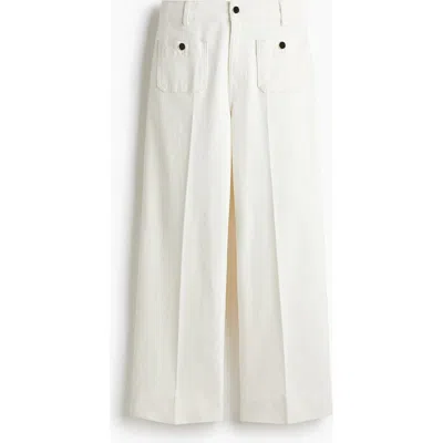 H&m Wide High Ankle Jeans In White