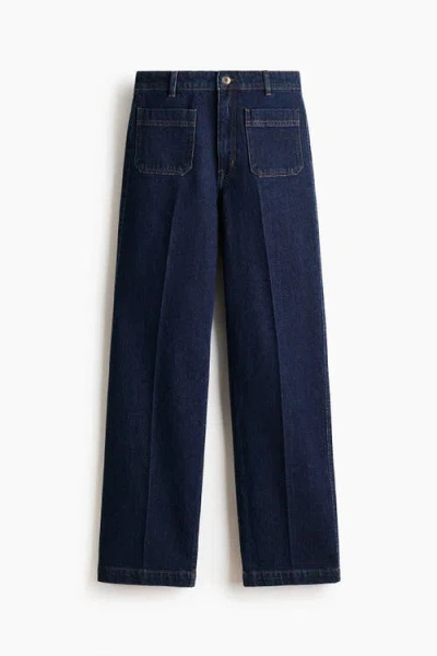 H&m Wide High Jeans In Blue
