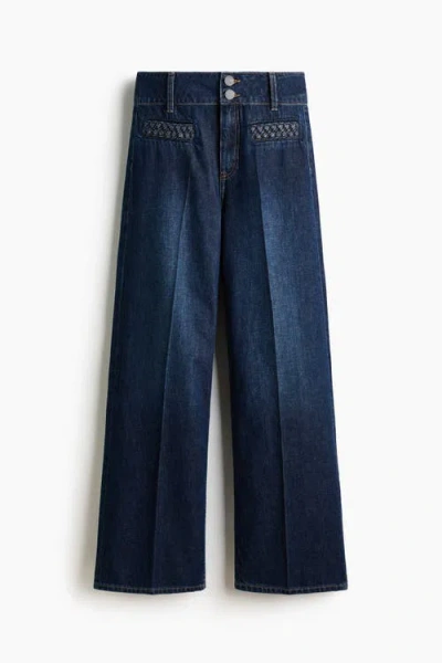 H&m Wide High Jeans In Blue