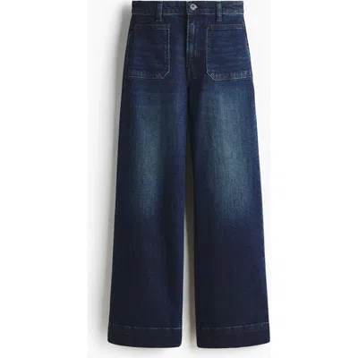 H&m Wide High Jeans In Blue