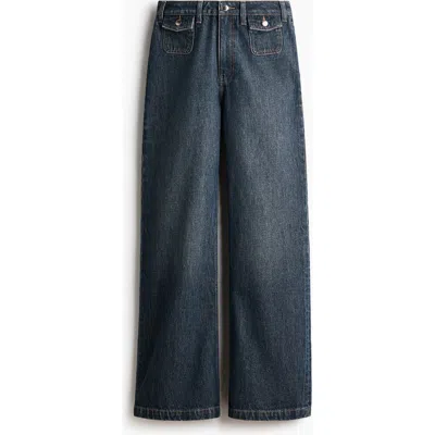 H&m Wide High Jeans In Blue