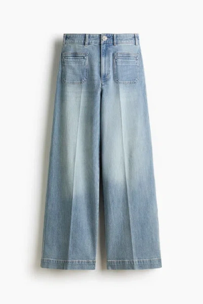 H&m Wide High Jeans In Blue