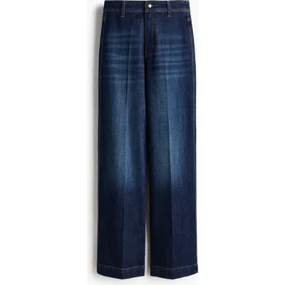 H&m Wide High Jeans In Blue