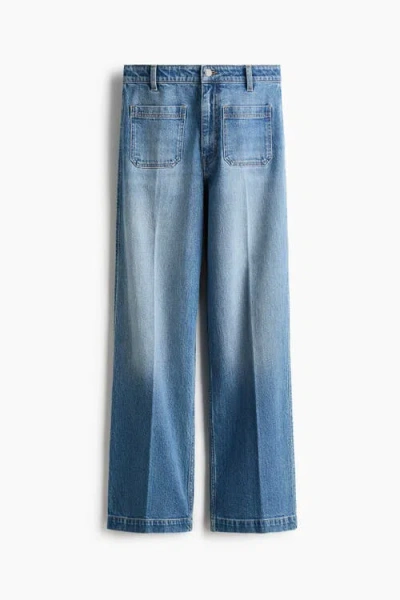 H&m Wide High Jeans In Blue