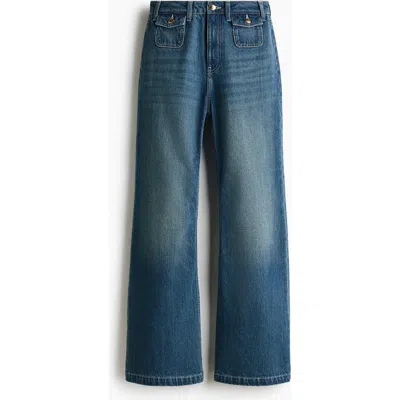 H&m Wide High Jeans In Blue