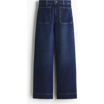 H&m Wide High Jeans In Blue