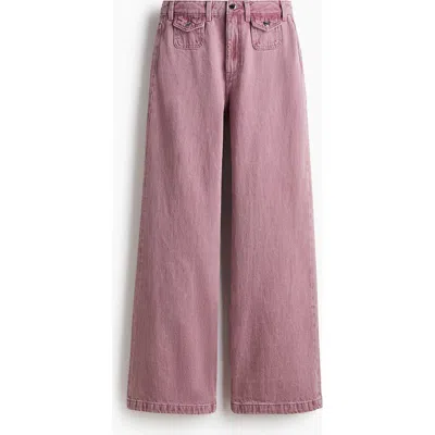 H&m Wide High Jeans In Pink