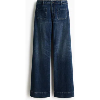 H&m Wide High Waist Jeans In Blue