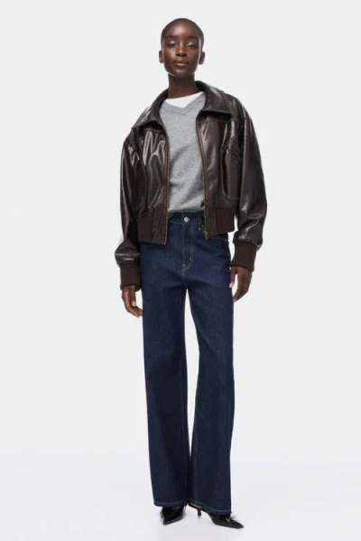 H&m Wide High Waist Jeans In Blue