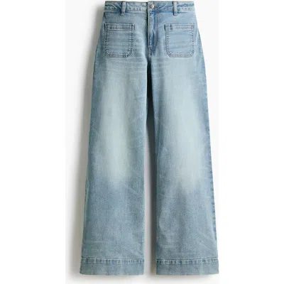 H&m Wide High Waist Jeans In Blue