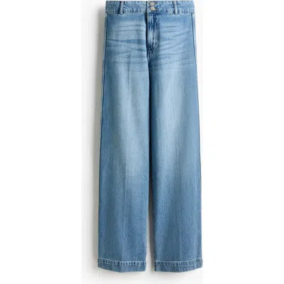 H&m Wide High Waist Jeans In Blue