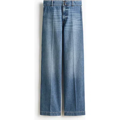 H&m Wide High Waist Jeans In Blue