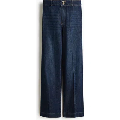 H&m Wide High Waist Jeans In Blue