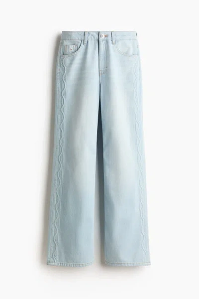 H&m Wide High Waist Jeans In Blue
