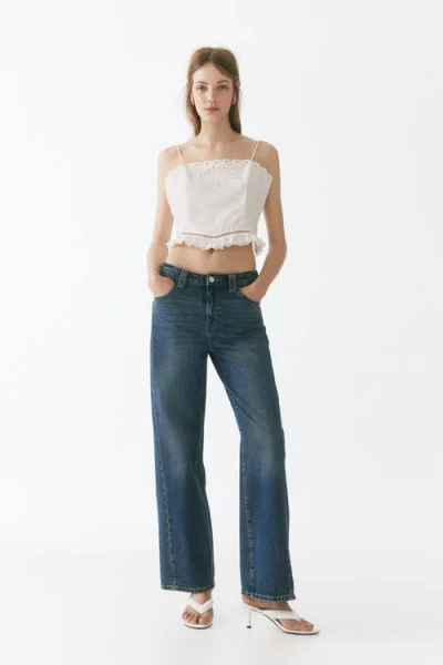H&m Wide High Waist Jeans In Blue