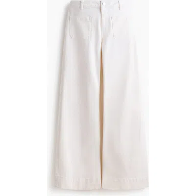 H&m Wide High Waist Jeans In White