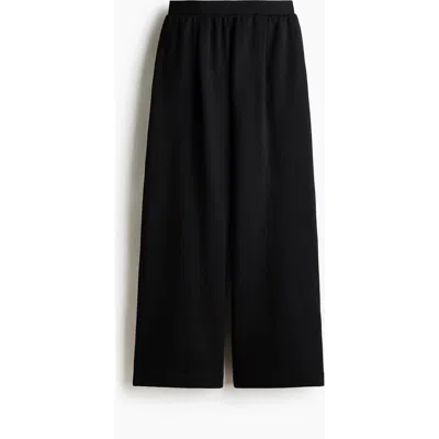 H&m Wide Interlock Joggers In Black