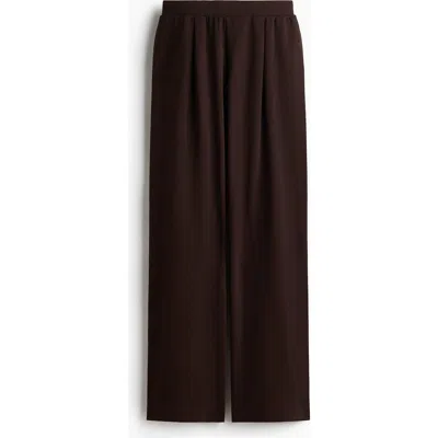 H&m Wide Interlock Joggers In Brown