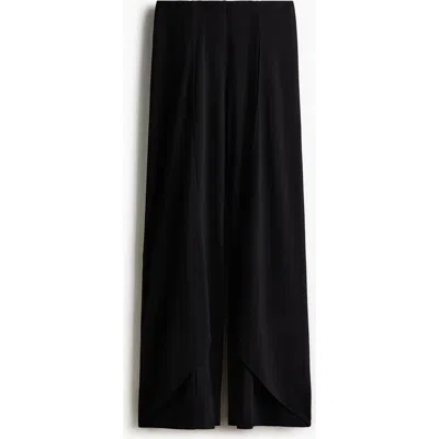 H&m Wide Jersey Trousers In Black