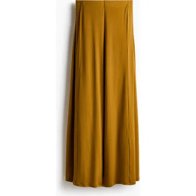 H&m Wide Jersey Trousers In Brown