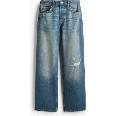 H&m Wide Leg Regular Waist Jeans In Blue