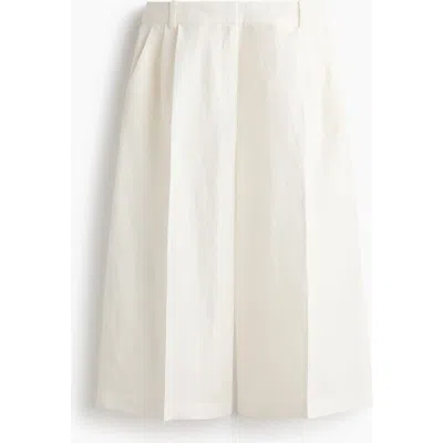 H&m Wide Linen-blend Culottes In White