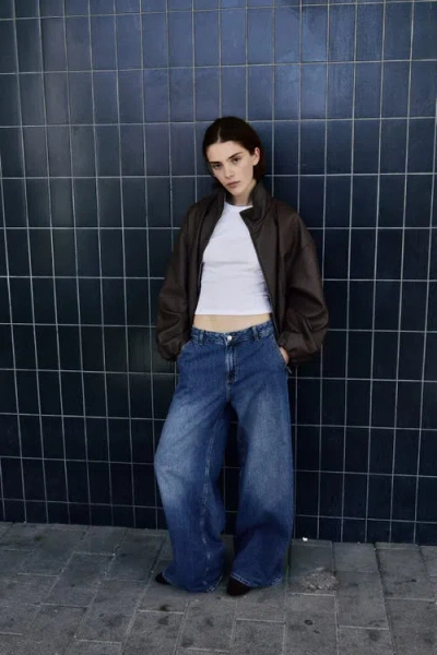 H&m Wide Low Waist Jeans In Blue