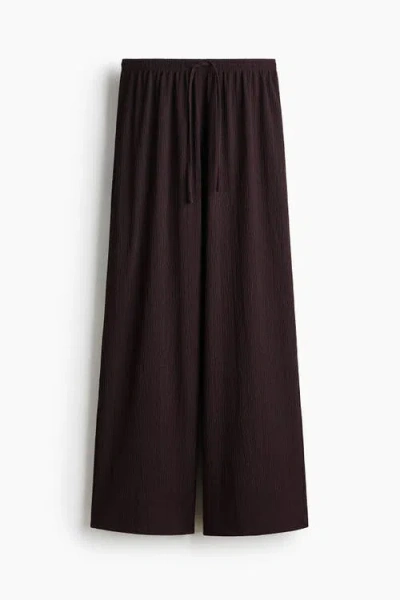 H&m Wide Pull-on Trousers In Black