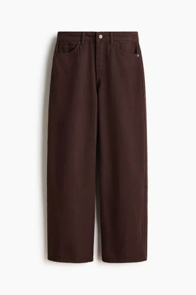 H&m Wide Regular Jeans In Brown