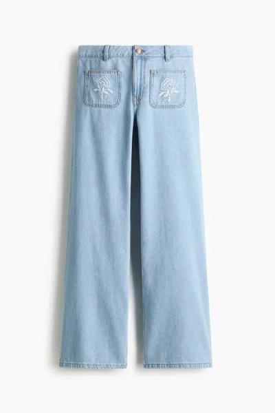 H&m Wide Regular Waist Jeans In Blue