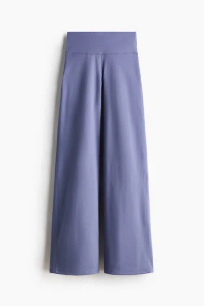 H&m Wide Sports Leggings With Softmove In Blue