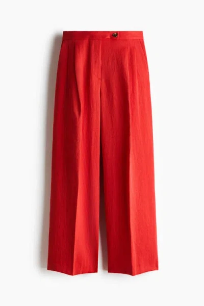 H&m Wide Tailored Trousers In Red