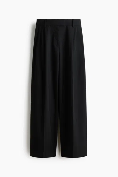 H&m Wide Tailored Trousers In Black