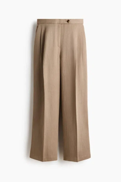 H&m Wide Tailored Trousers In Neutral