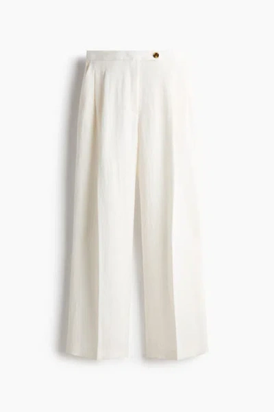 H&m Wide Tailored Trousers In White