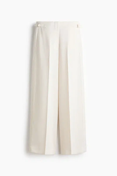 H&m Wide Tailored Trousers In White