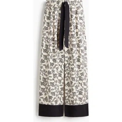 H&m Wide Tie-belt Trousers In Neutral