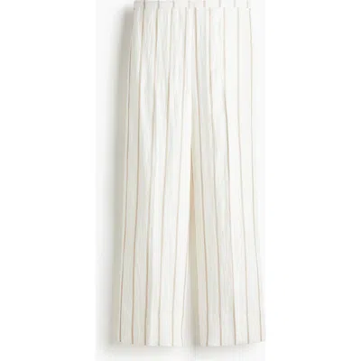 H&m Wide Twill Trousers In Neutral