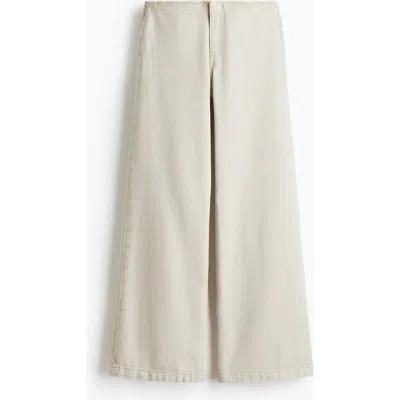 H&m Wide Twill Trousers In Neutral