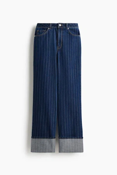H&m Wide Ultra High Turn-up Jeans In Blue