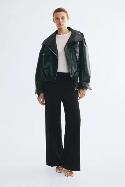 H&m Wide-leg Dress Pants In Black